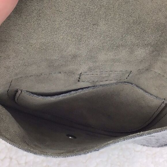 Theory Whitney Crossbody Bag in Gray Wool/ Green Suede- NEW - Picture 14 of 16